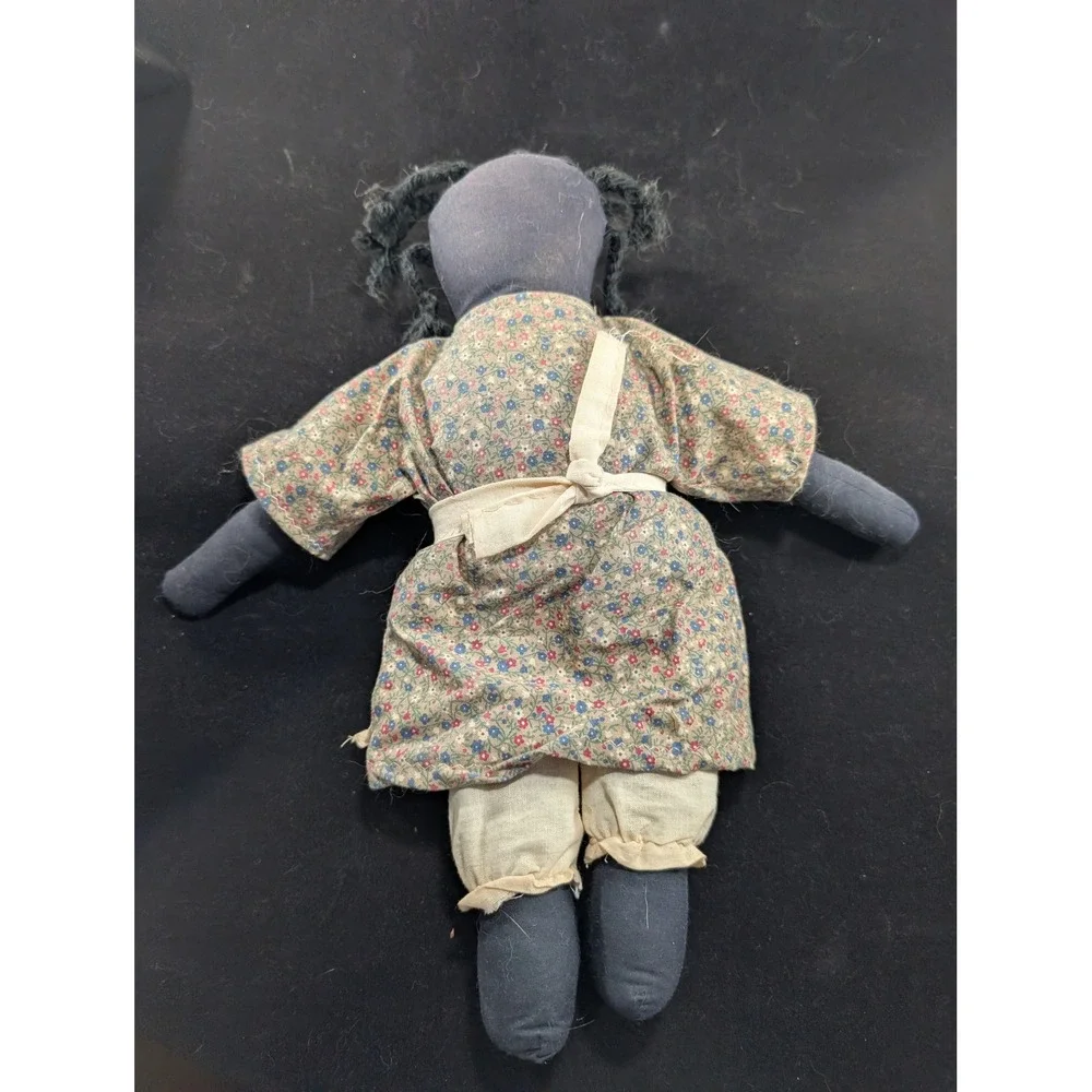 Antique Primitive Cloth Rag Doll‎ Woodrow Wilson Campaign Pin Floral Dress 12in